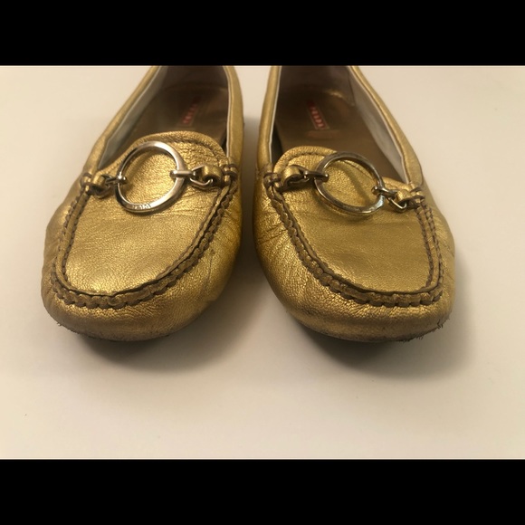Prada Gold Leather Flats - Picture 3 of 15